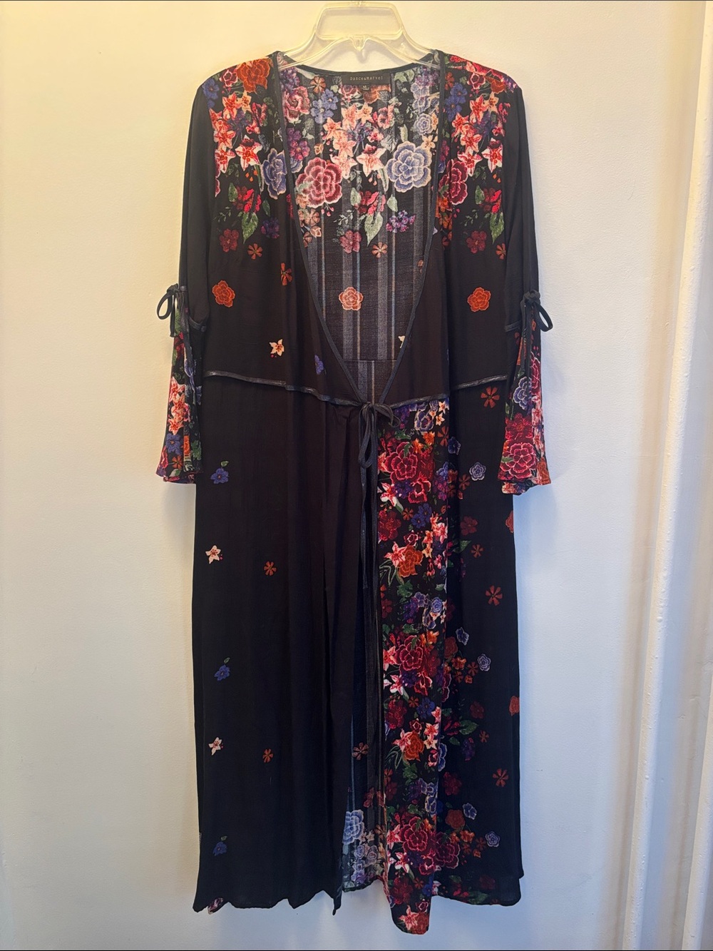 Dance & Marvel | Black Maxi Dress with Multicolor Floral Design Sz M